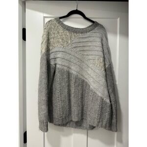 Current Elliott The Mixed Cable Alpaca Blend Sweater Gray